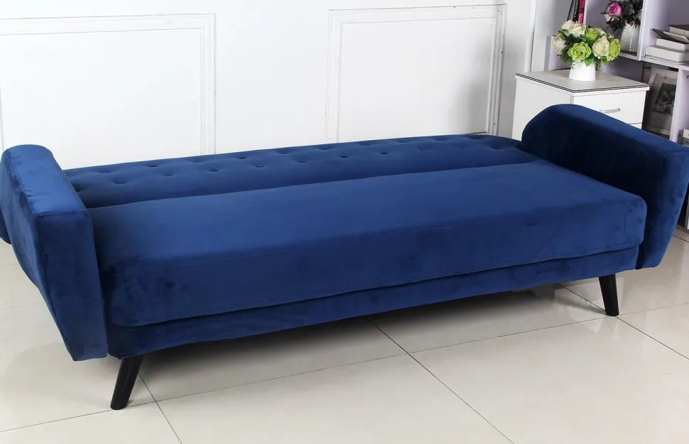 Canapé convertible clic-clac scandinave Helios velours Bleu