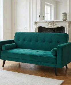 Canapé convertible clic-clac scandinave Slow Velours Vert