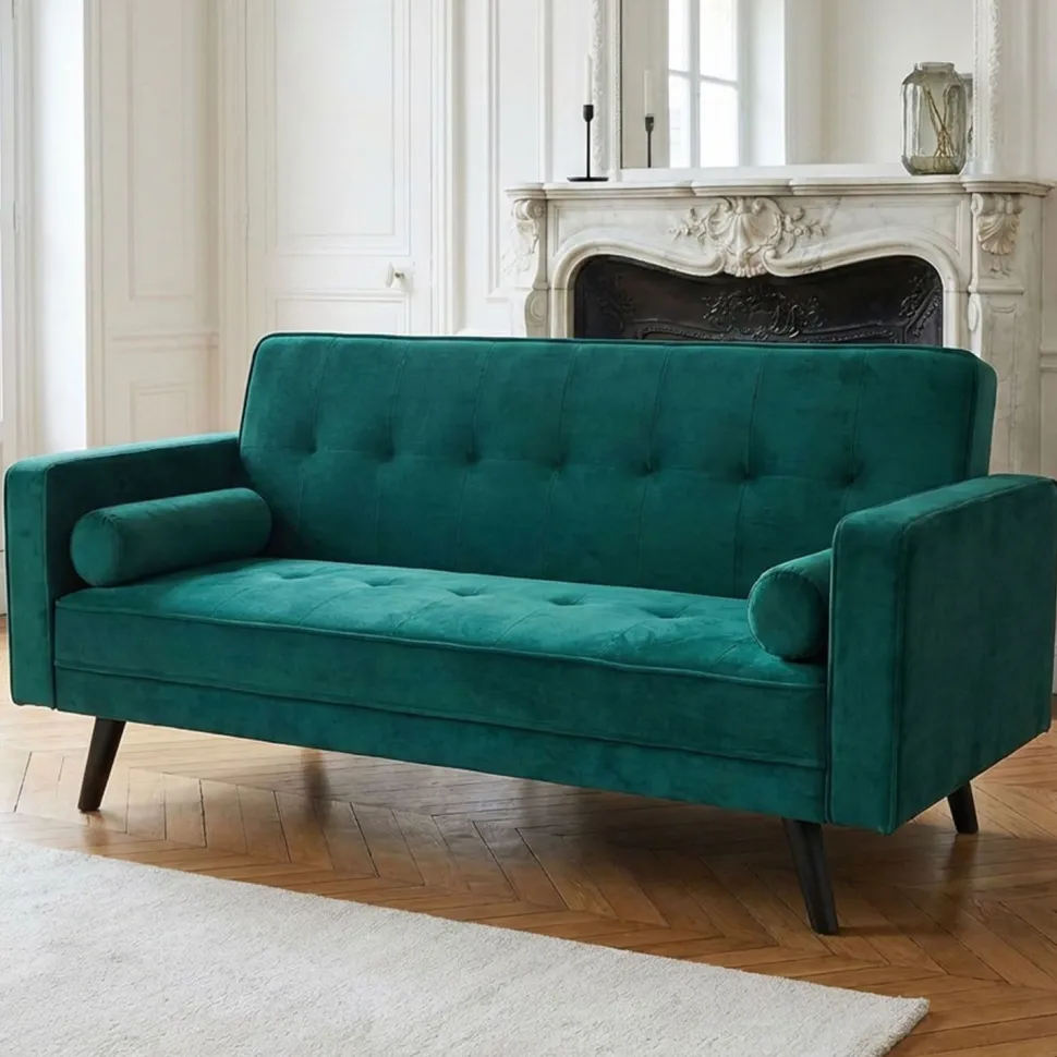 Canapé convertible clic-clac scandinave Slow Velours Vert