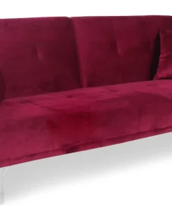 Canapé convertible clic-clac 3 places Carla Velours Rouge