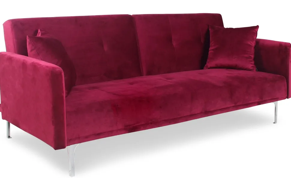 Canapé convertible clic-clac 3 places Carla Velours Rouge