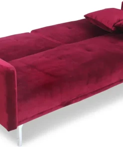Canapé convertible clic-clac 3 places Carla Velours Rouge