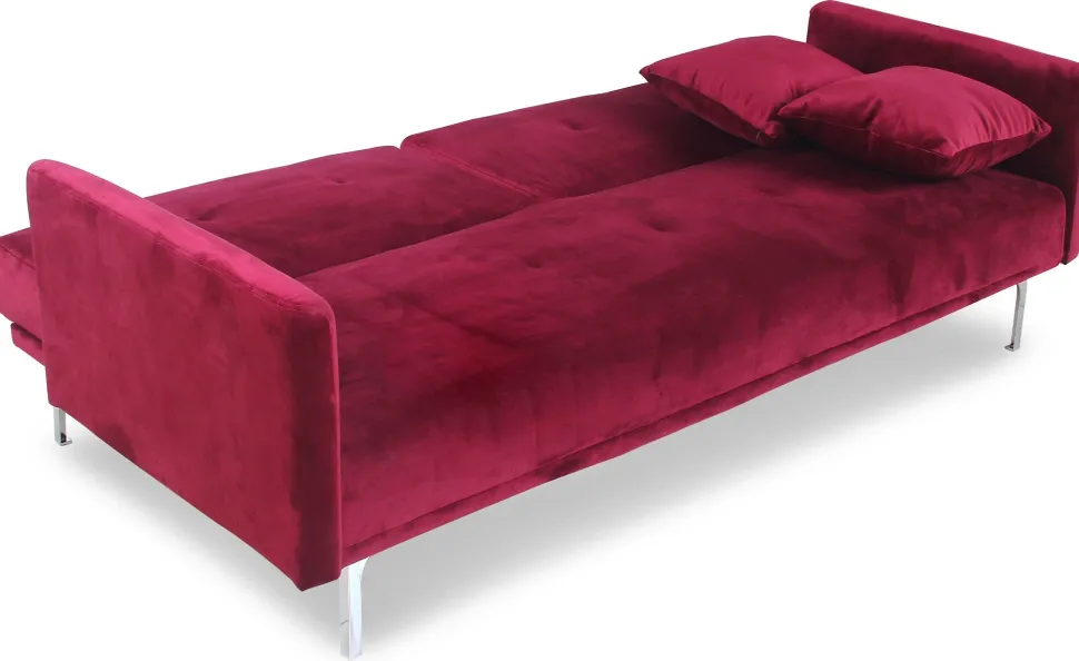 Canapé convertible clic-clac 3 places Carla Velours Rouge