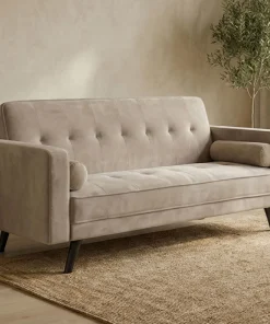 Canapé convertible clic-clac scandinave Slow Velours Taupe
