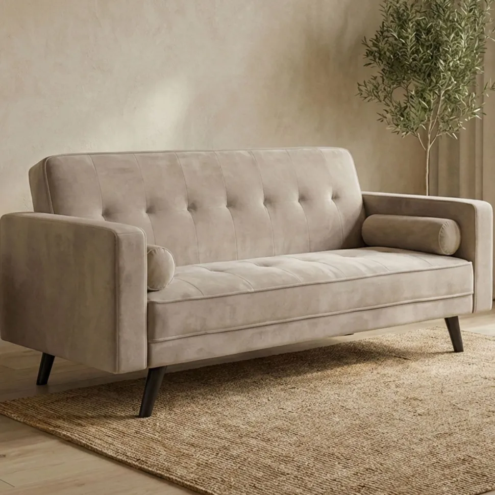 Canapé convertible clic-clac scandinave Slow Velours Taupe