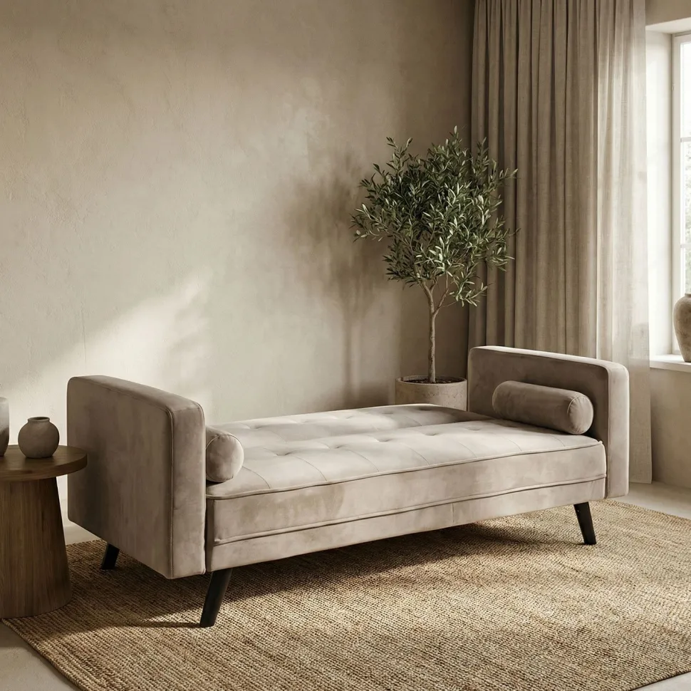 Canapé convertible clic-clac scandinave Slow Velours Taupe