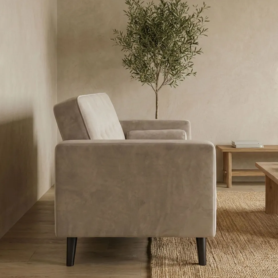 Canapé convertible clic-clac scandinave Slow Velours Taupe