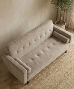Canapé convertible clic-clac scandinave Slow Velours Taupe