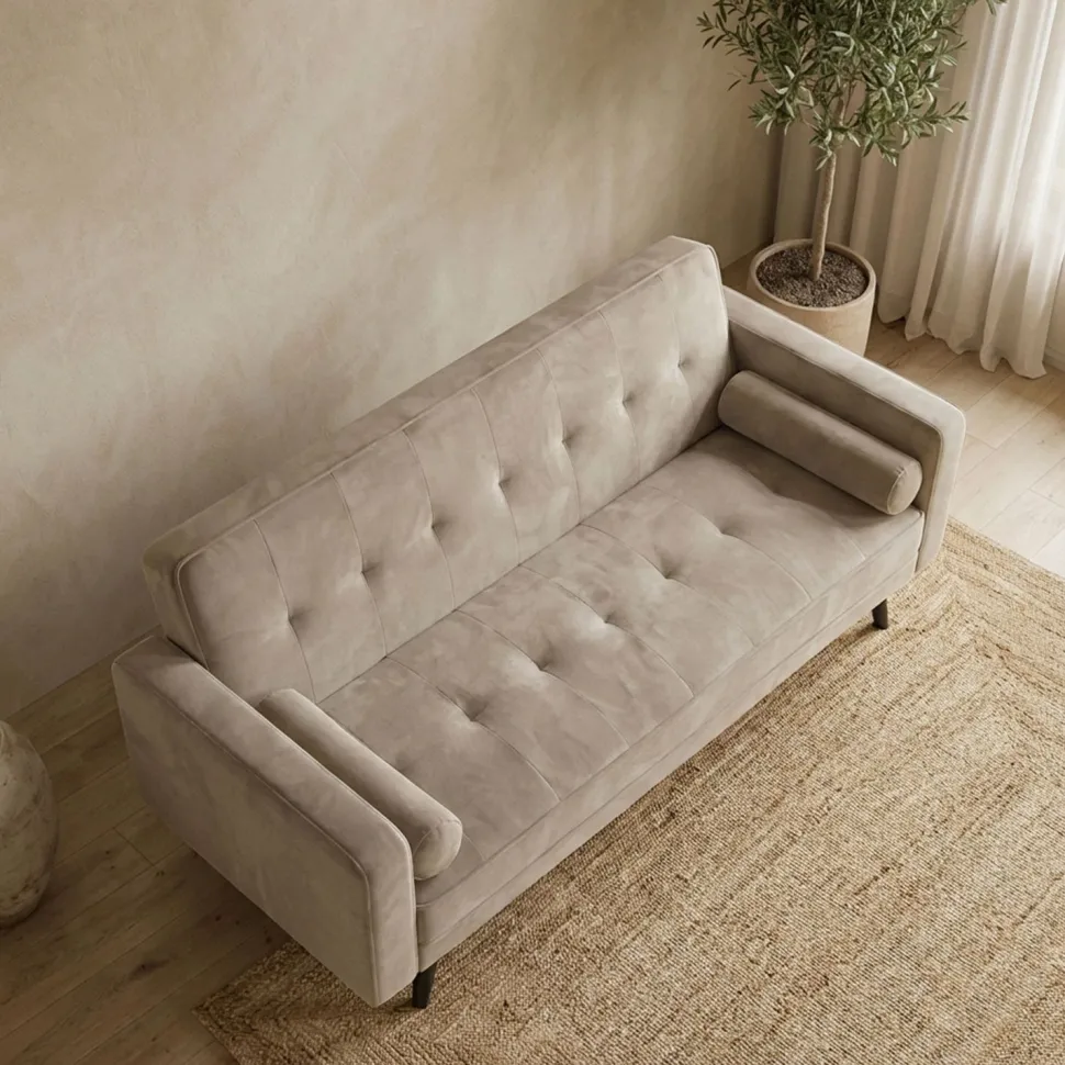 Canapé convertible clic-clac scandinave Slow Velours Taupe