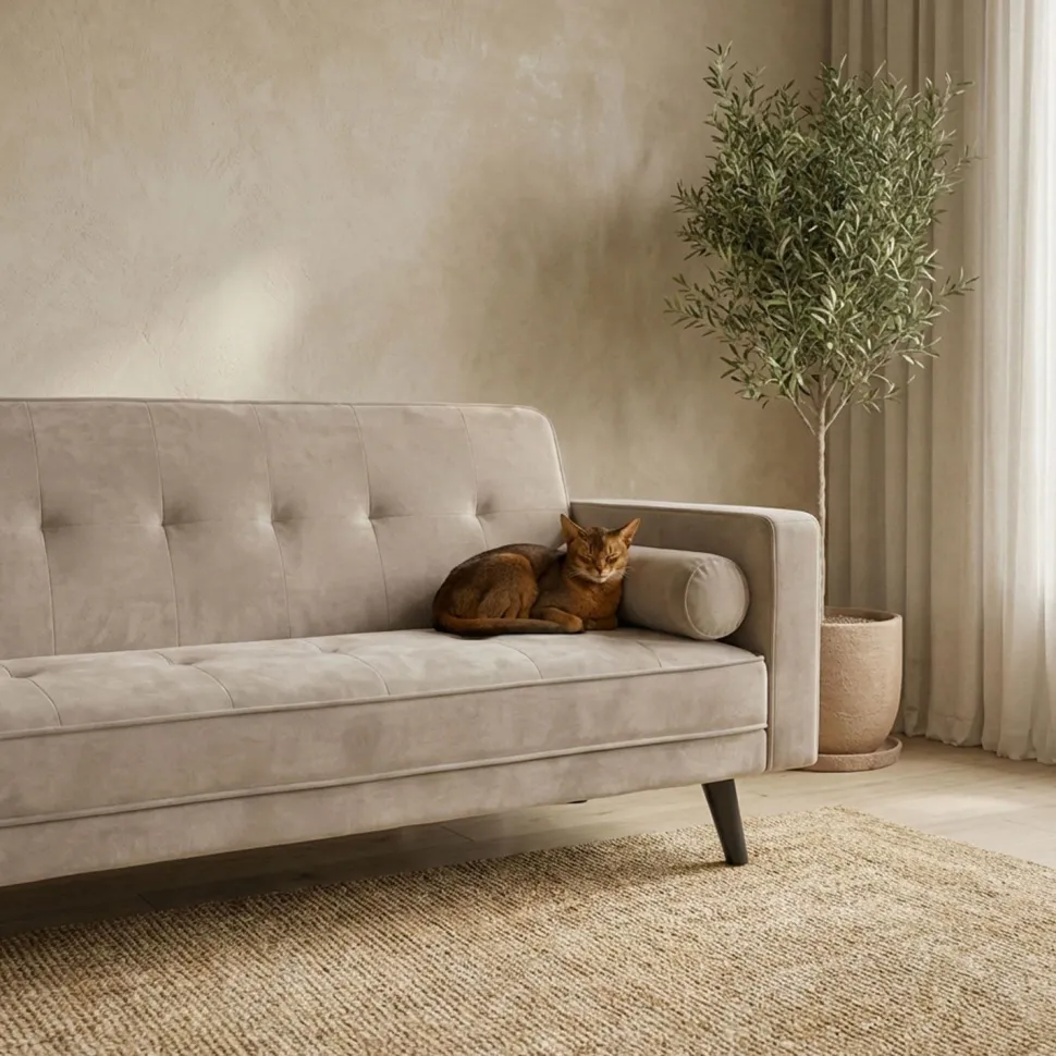 Canapé convertible clic-clac scandinave Slow Velours Taupe