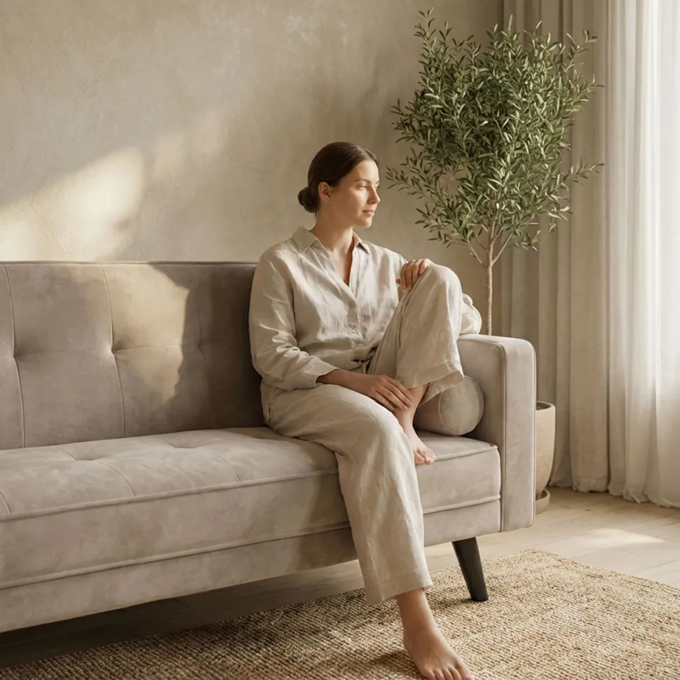 Canapé convertible clic-clac scandinave Slow Velours Taupe
