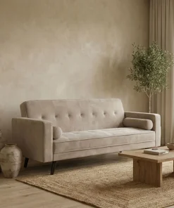 Canapé convertible clic-clac scandinave Slow Velours Taupe