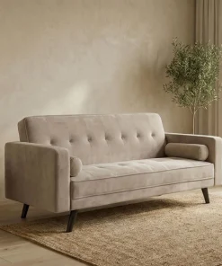 Canapé convertible clic-clac scandinave Slow Velours Taupe