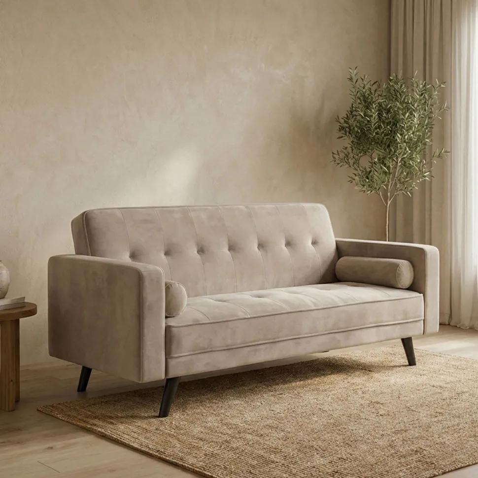 Canapé convertible clic-clac scandinave Slow Velours Taupe