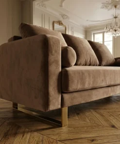 Canapé convertible clic-clac Djobi Velours Taupe Pied Or