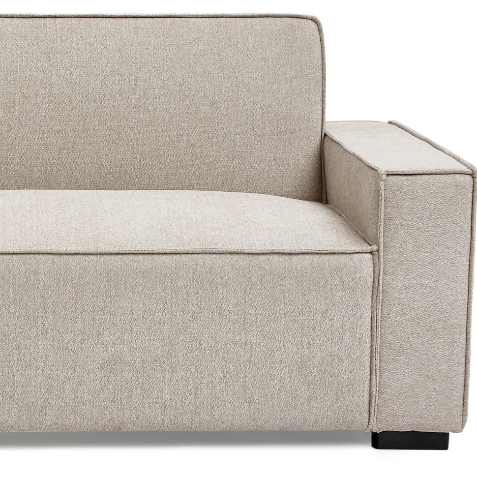 Canapé convertible clic-clac 3 places Pikado Tissu effet lin Taupe clair