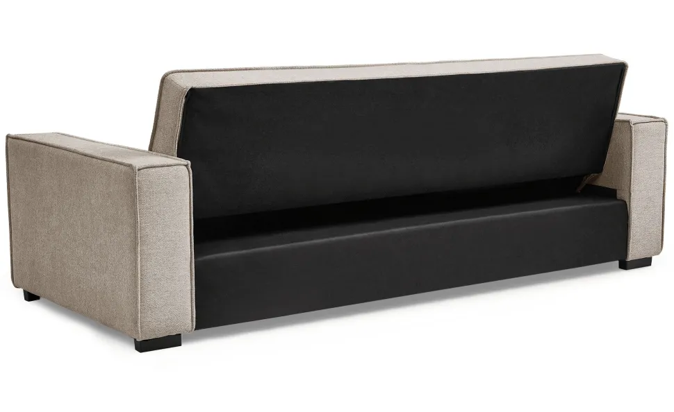 Canapé convertible clic-clac 3 places Pikado Tissu effet lin Taupe clair