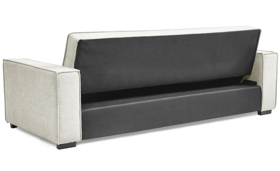 Canapé convertible clic-clac 3 places Pikado Tissu effet lin Crème