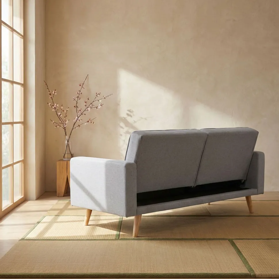 Canapé convertible clic-clac scandinave Slow Tissu Gris clair
