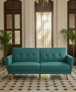 Canapé convertible clic-clac scandinave Refresha Tissu Bleu vert