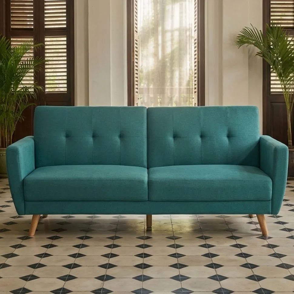 Canapé convertible clic-clac scandinave Refresha Tissu Bleu vert