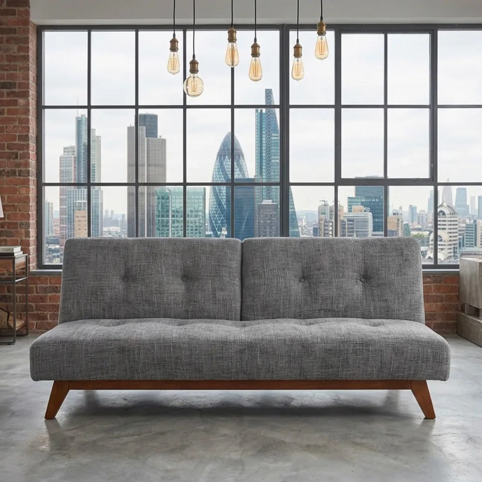 Canapé convertible clic-clac scandinave Yazu Velours chenille Gris