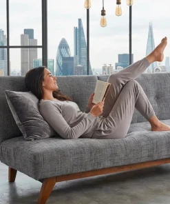 Canapé convertible clic-clac scandinave Yazu Velours chenille Gris
