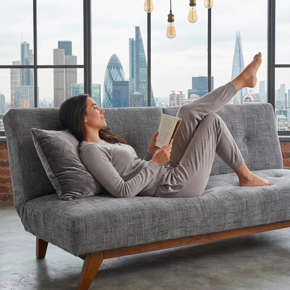 Canapé convertible clic-clac scandinave Yazu Velours chenille Gris