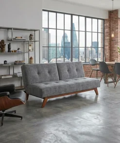 Canapé convertible clic-clac scandinave Yazu Velours chenille Gris