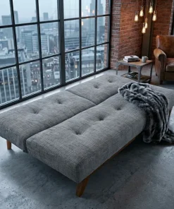 Canapé convertible clic-clac scandinave Yazu Velours chenille Gris
