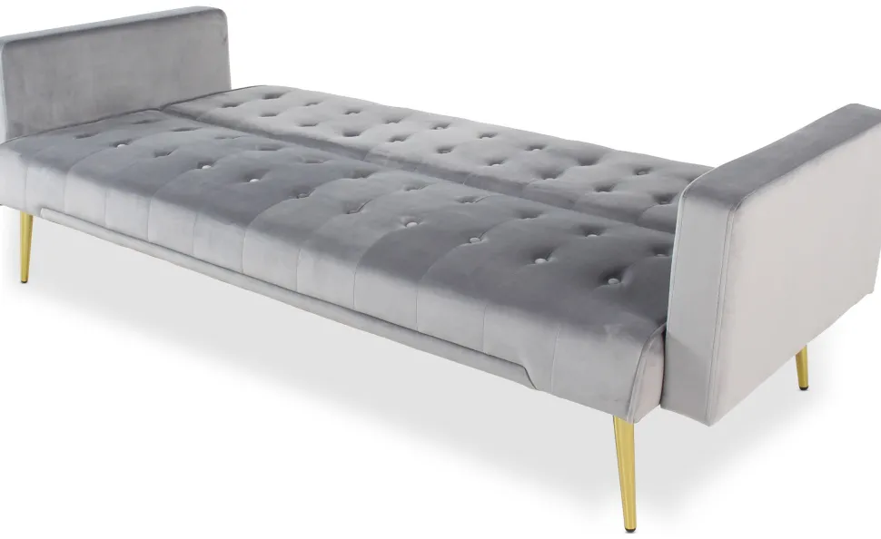 Canapé convertible clic-clac Justy Velours Gris clair