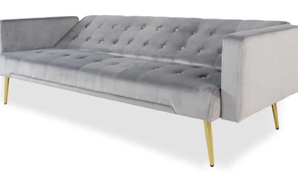 Canapé convertible clic-clac Justy Velours Gris clair