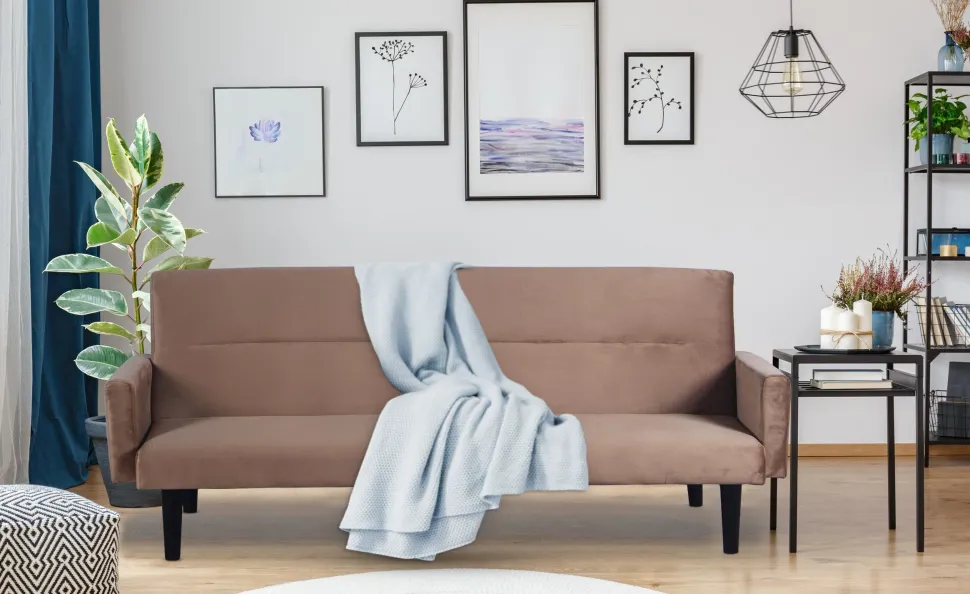 Canapé convertible clic-clac Roberto 3 places Velours Taupe