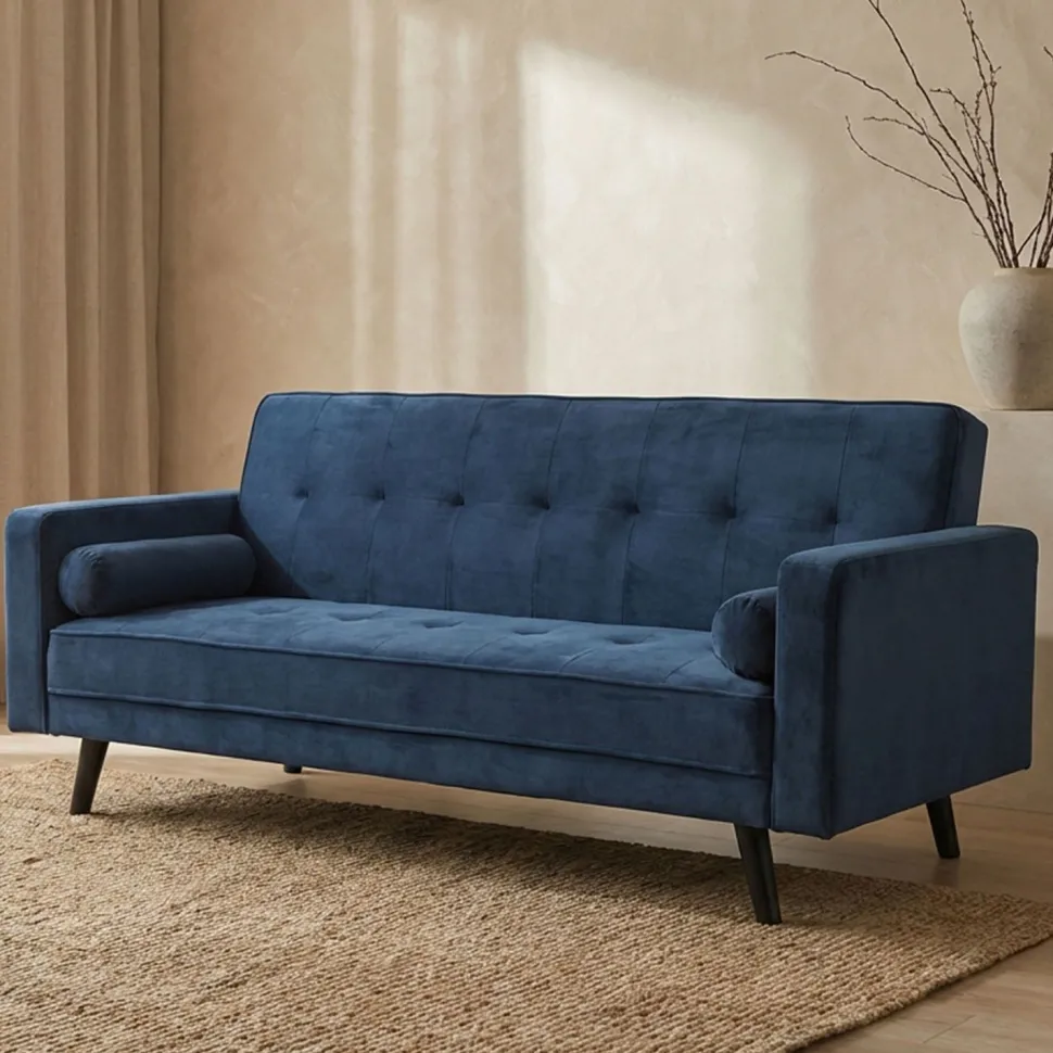 Canapé convertible clic-clac scandinave Slow Velours Bleu