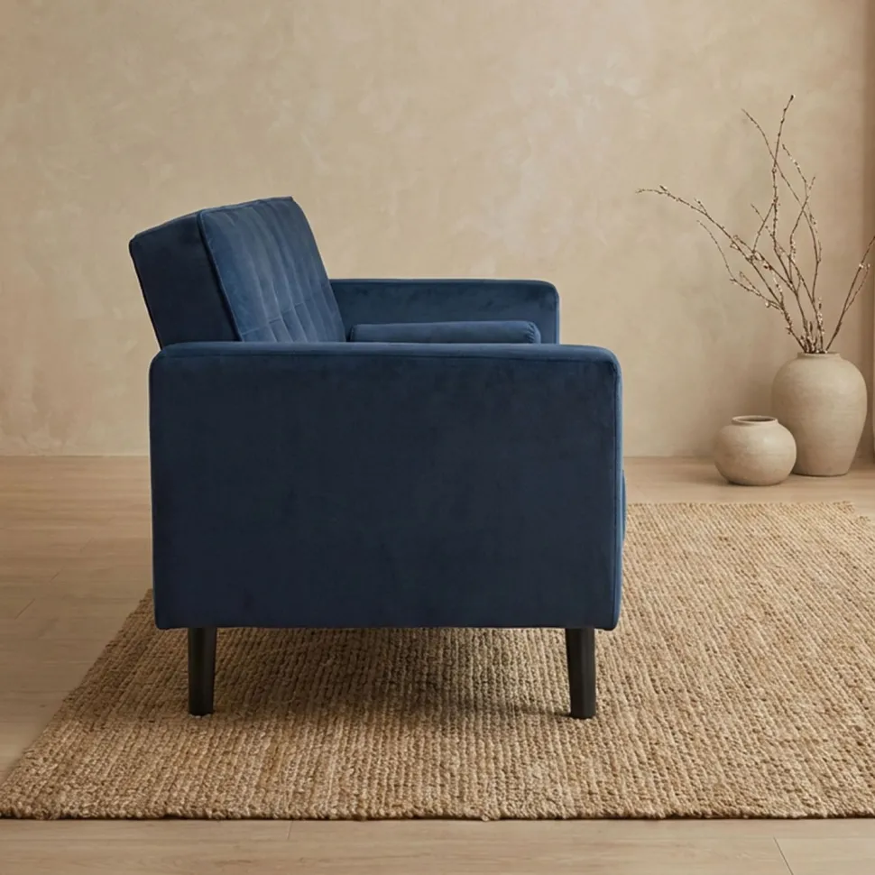 Canapé convertible clic-clac scandinave Slow Velours Bleu