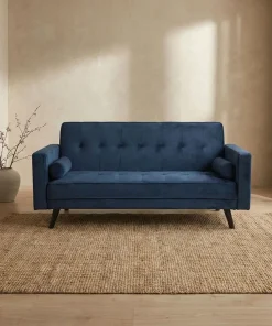 Canapé convertible clic-clac scandinave Slow Velours Bleu