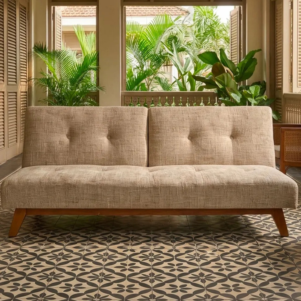 Canapé convertible clic-clac scandinave Yazu Velours chenille Beige