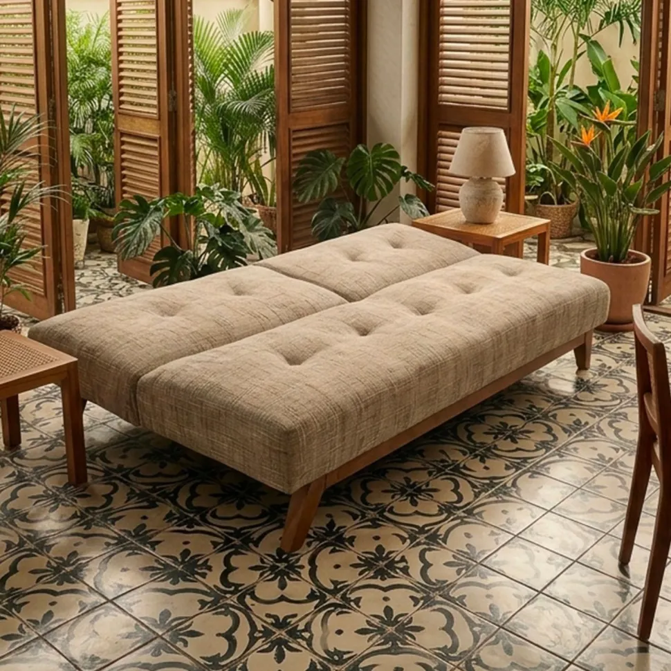 Canapé convertible clic-clac scandinave Yazu Velours chenille Beige