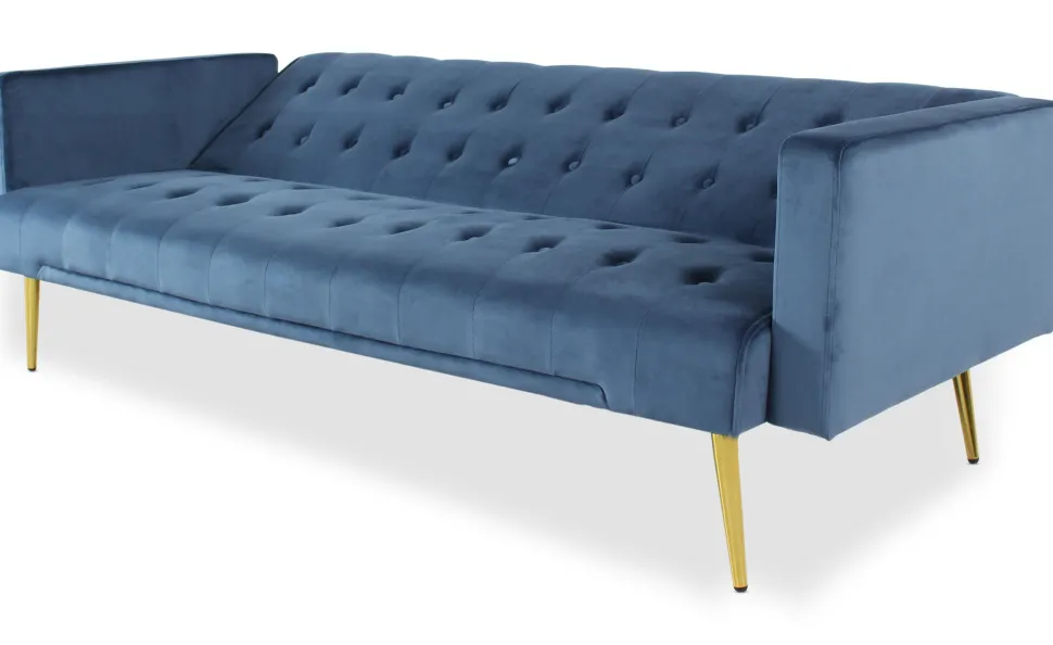 Canapé convertible clic-clac Justy Velours Bleu
