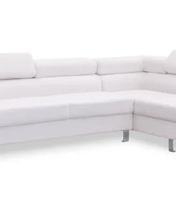 Canapé d'angle à droite avec têtières relevables Alfa Tissu Bouclette Crème