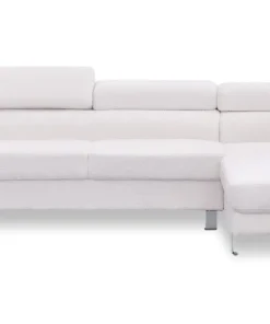 Canapé d'angle à droite avec têtières relevables Alfa Tissu Bouclette Crème