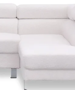 Canapé d'angle à droite avec têtières relevables Alfa Tissu Bouclette Crème