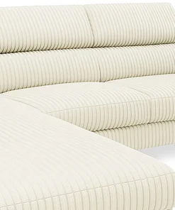 Canapé d'angle à gauche avec têtières relevables Quentin Velours côtelé Beige