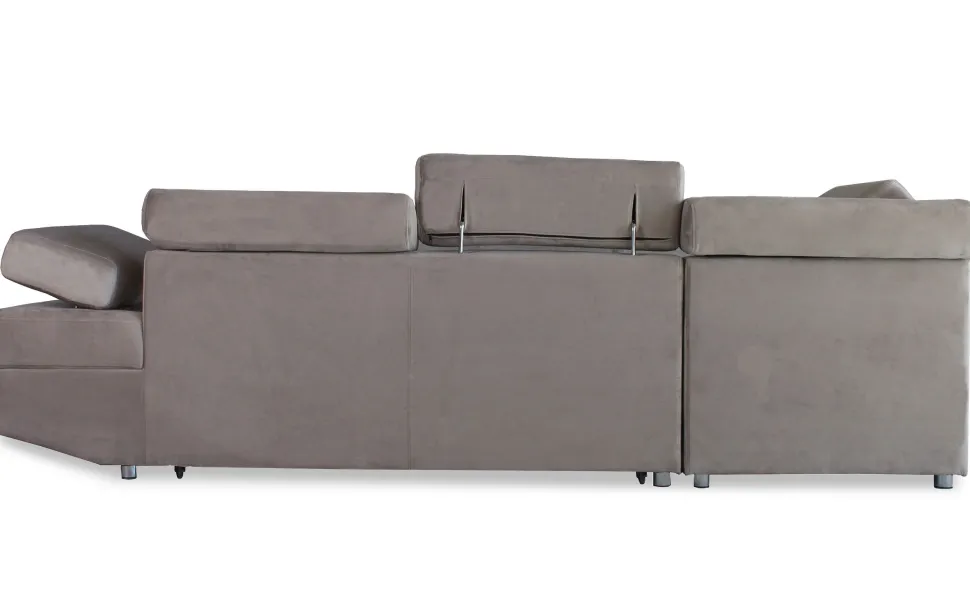 Canapé d'angle à gauche moderne et convertible Lido Velours Taupe
