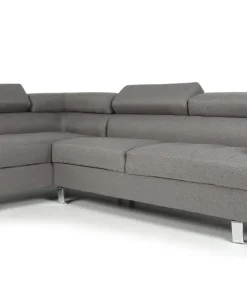 Canapé d'angle avec têtières relevables Alfa Tissu Gris