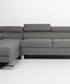 Canapé d'angle avec têtières relevables Alfa Tissu Gris