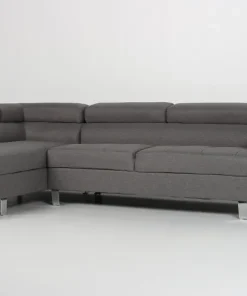 Canapé d'angle avec têtières relevables Alfa Tissu Gris