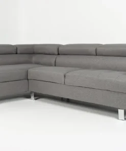 Canapé d'angle avec têtières relevables Alfa Tissu Gris