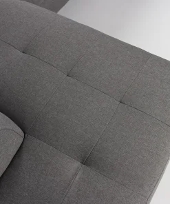 Canapé d'angle avec têtières relevables Alfa Tissu Gris