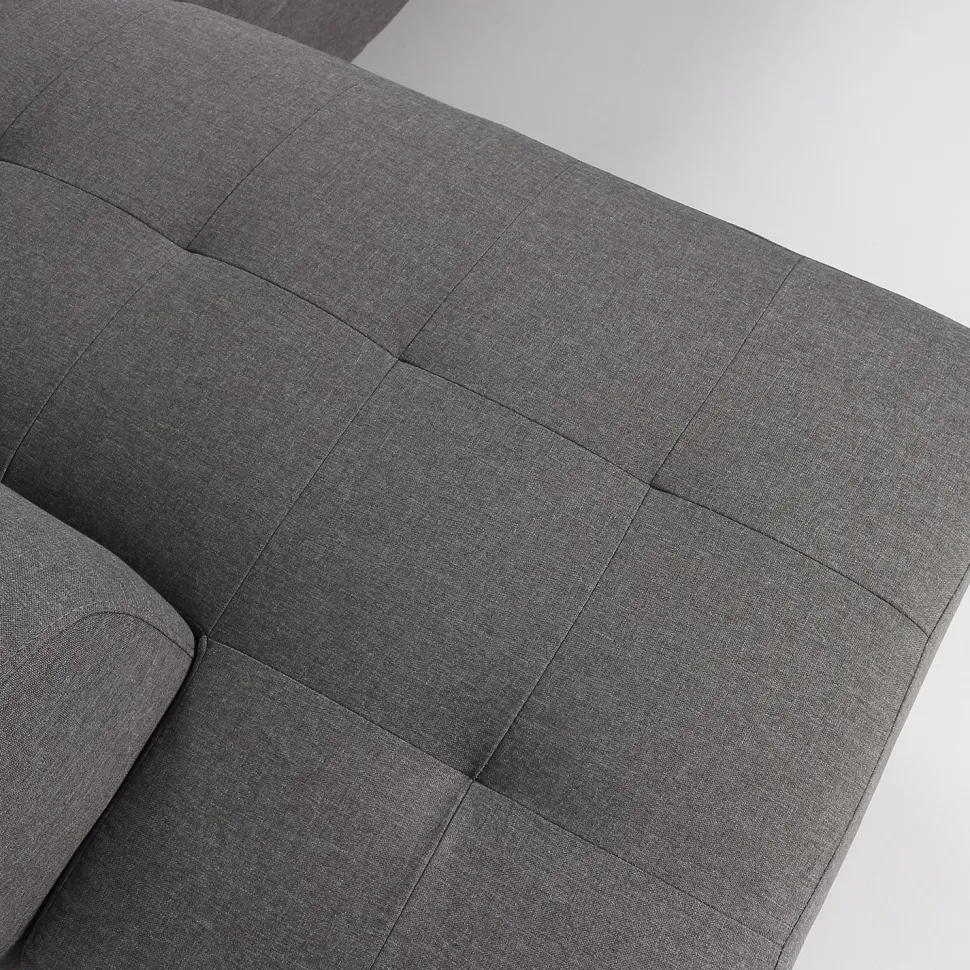 Canapé d'angle avec têtières relevables Alfa Tissu Gris